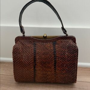 Elegant Brown.vintage 60’s Python Snakeskin Women's Bag